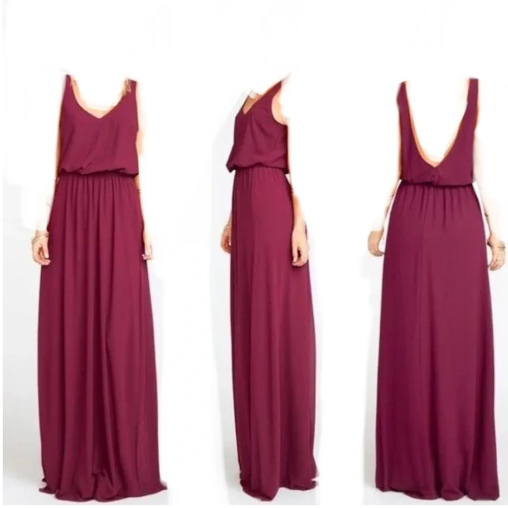 Show Me Your Mumu Dress Kendall Maxi Merlot Chiffon Purple Size Extra Small